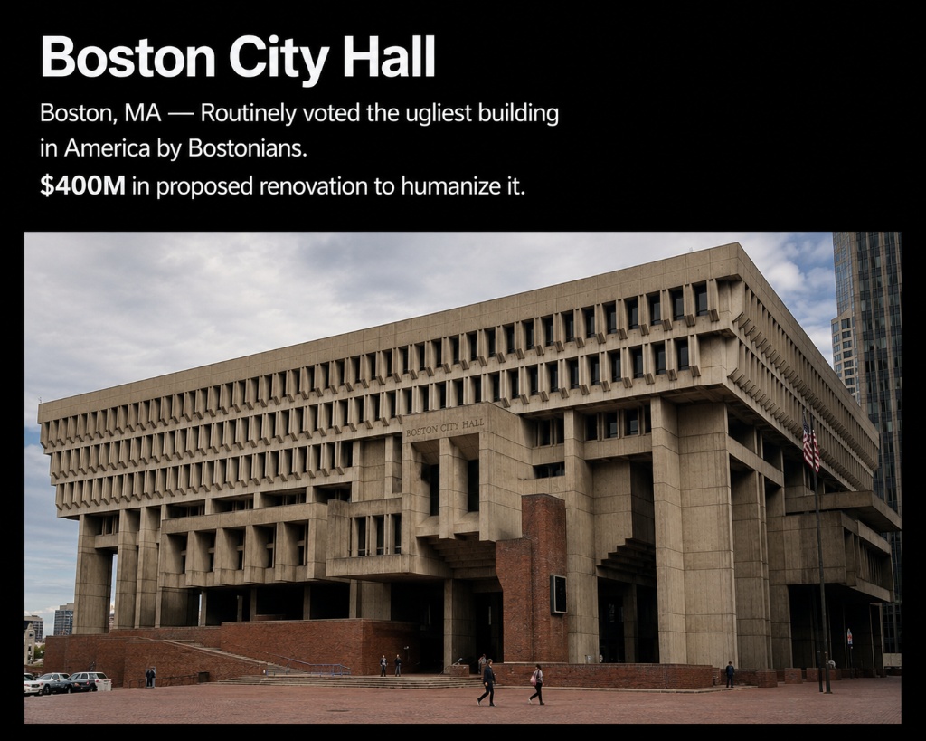 Boston City Hall — routinely voted ugliest building in America